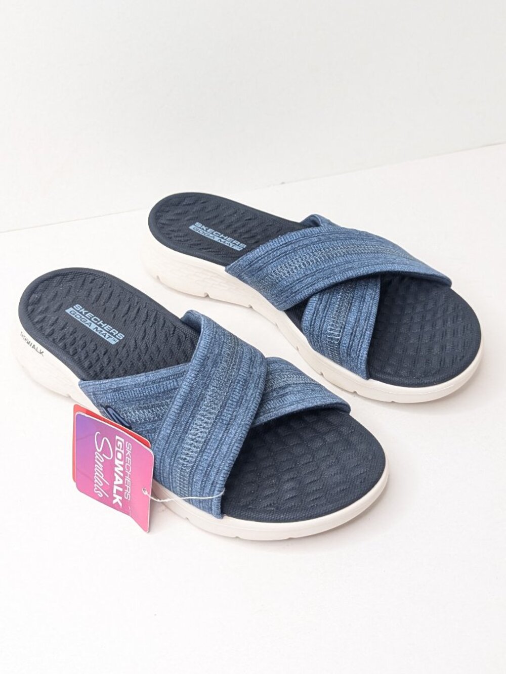 Skechers Go Walk Flex Impressed Sandals Navy Womens 6 Wide
